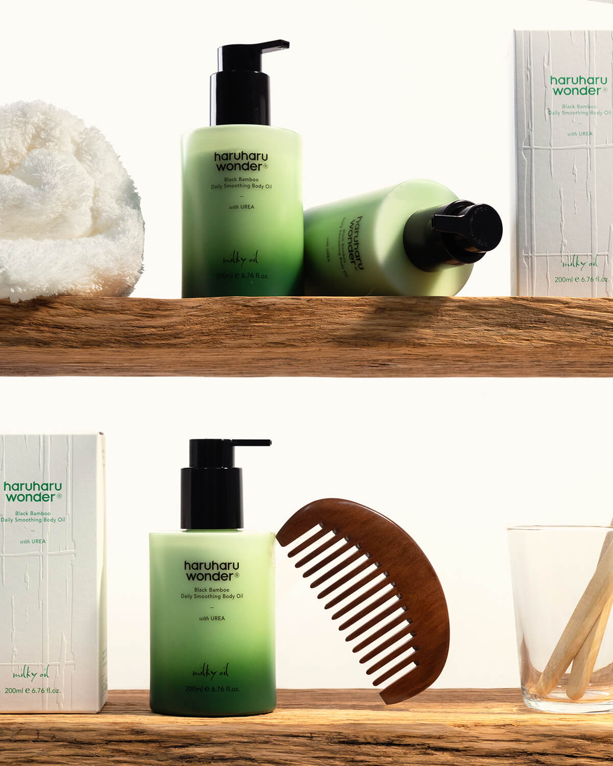haruharu wonder Black Bamboo Daily Smoothing Body Oil_Hydrating and Exfoliating Body Oil for Smoother Skin