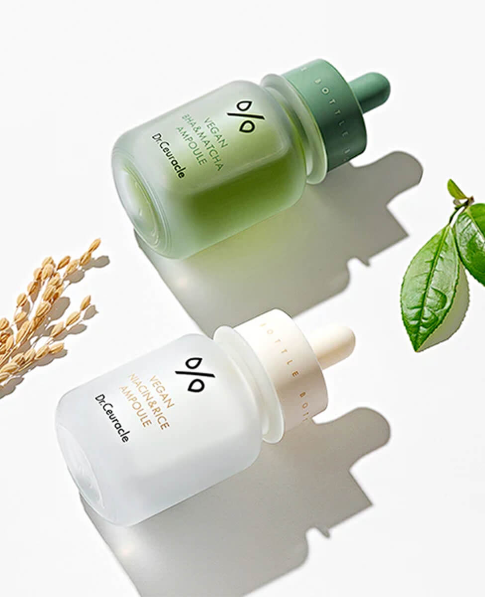 Ohlolly Best Korean Skincare Dr. Ceuracle Vegan Ampoule Duo Niacin & Rice and BHA & Matcha Treatments for All Skin Types
