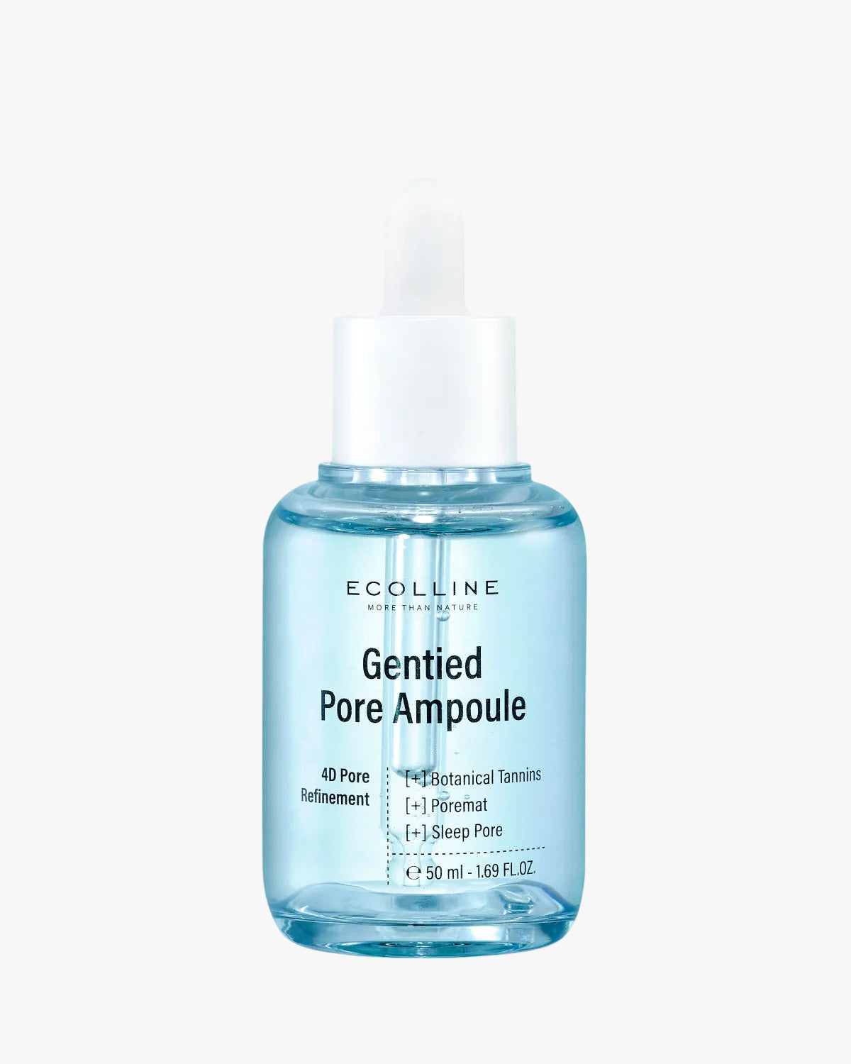 Ecolline Gentied Pore Ampoule bottle with dropper on a white background
