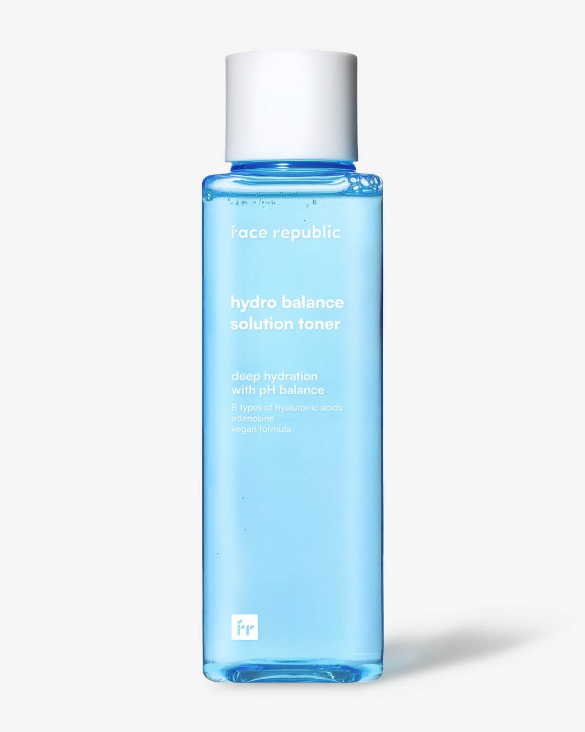 Full product shot of the blue Face Republic Hydro Balance Solution Toner bottle against a clean background.