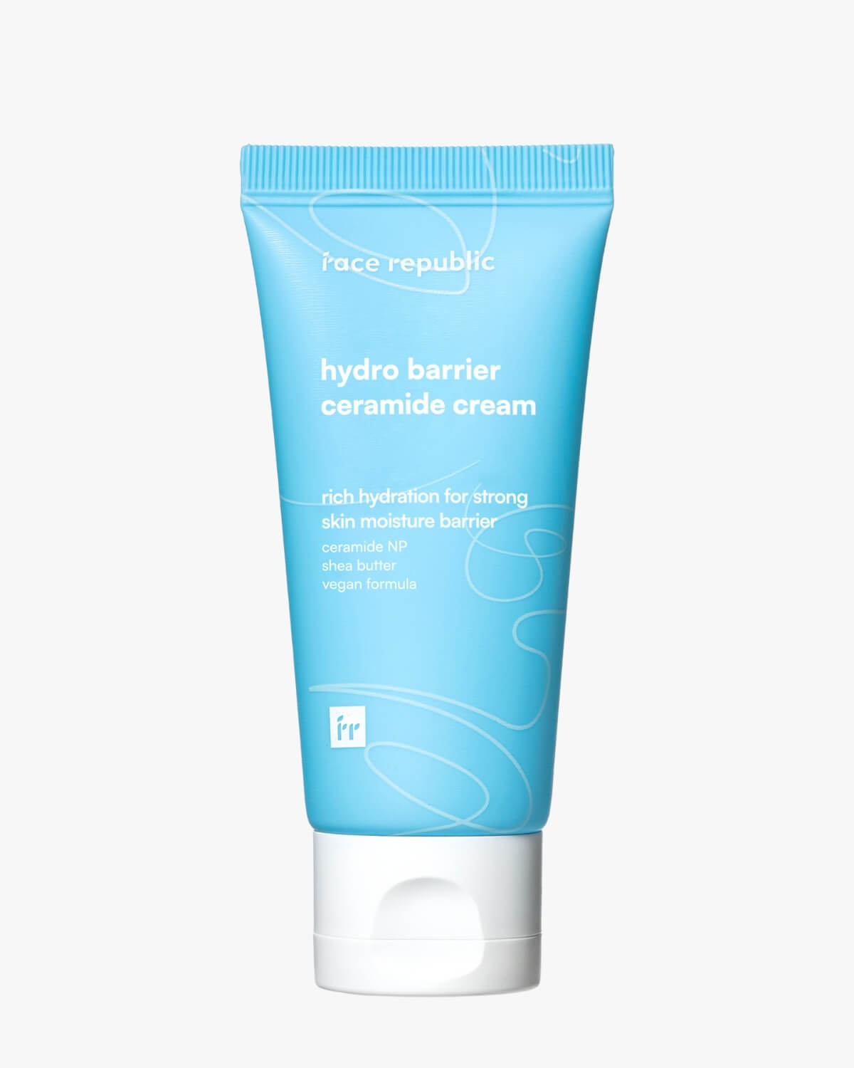 Front view of Face Republic Hydro Barrier Ceramide Cream tube on a white background.
