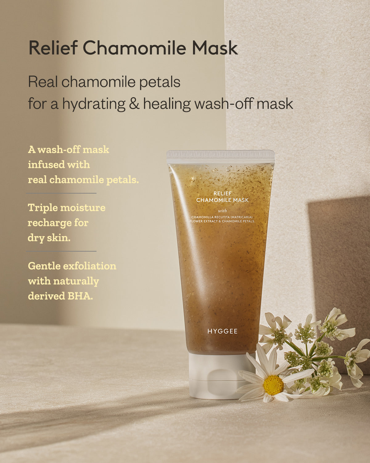 Hyggee Relief Chamomile Mask_Hydrating and Soothing Chamomile Wash-off Mask