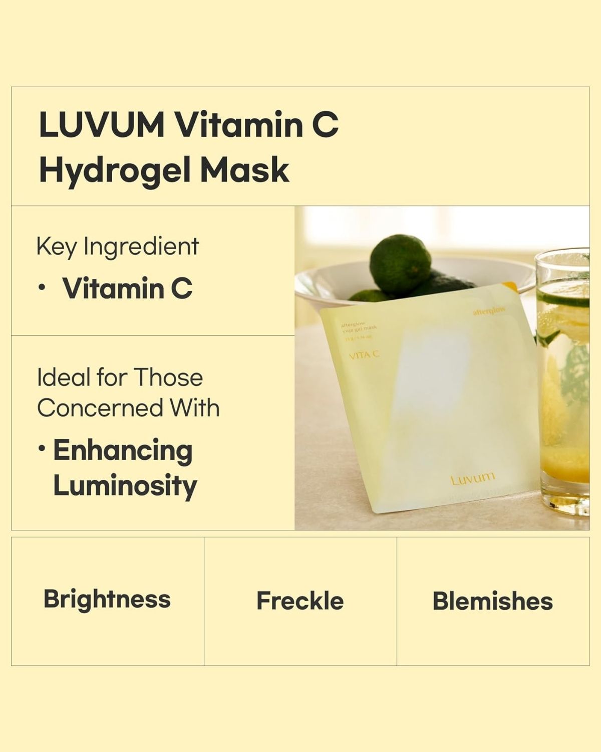Luvum Afterglow Yuja Gel Mask_Brightening Vitamin C Overnight Hydrogel Mask x5