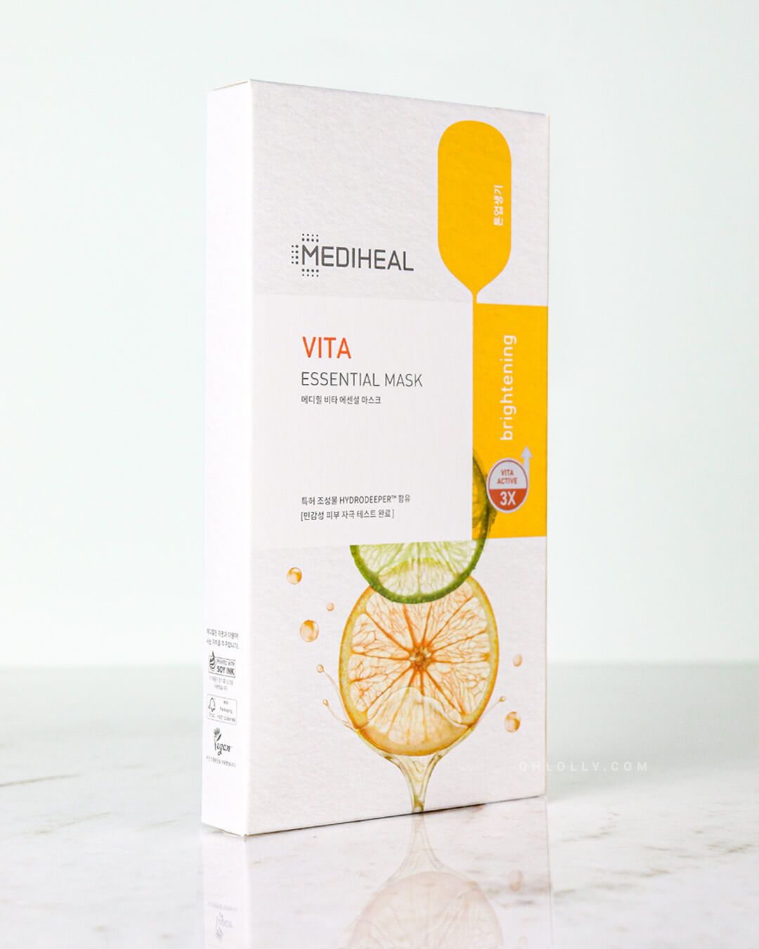 Mediheal Vita Essential Mask_Vitamin-packed Refreshing Sheet Mask, box packaging on a white background