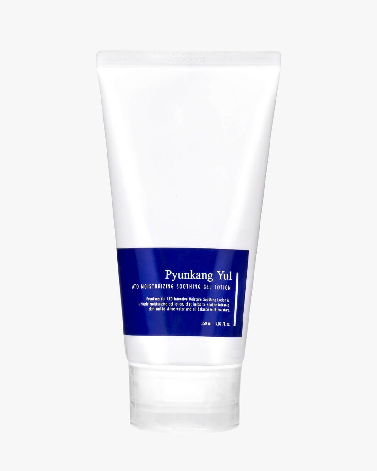 A white tube of Pyunkang Yul ATO Moisturizing Soothing Gel Lotion with a blue label.