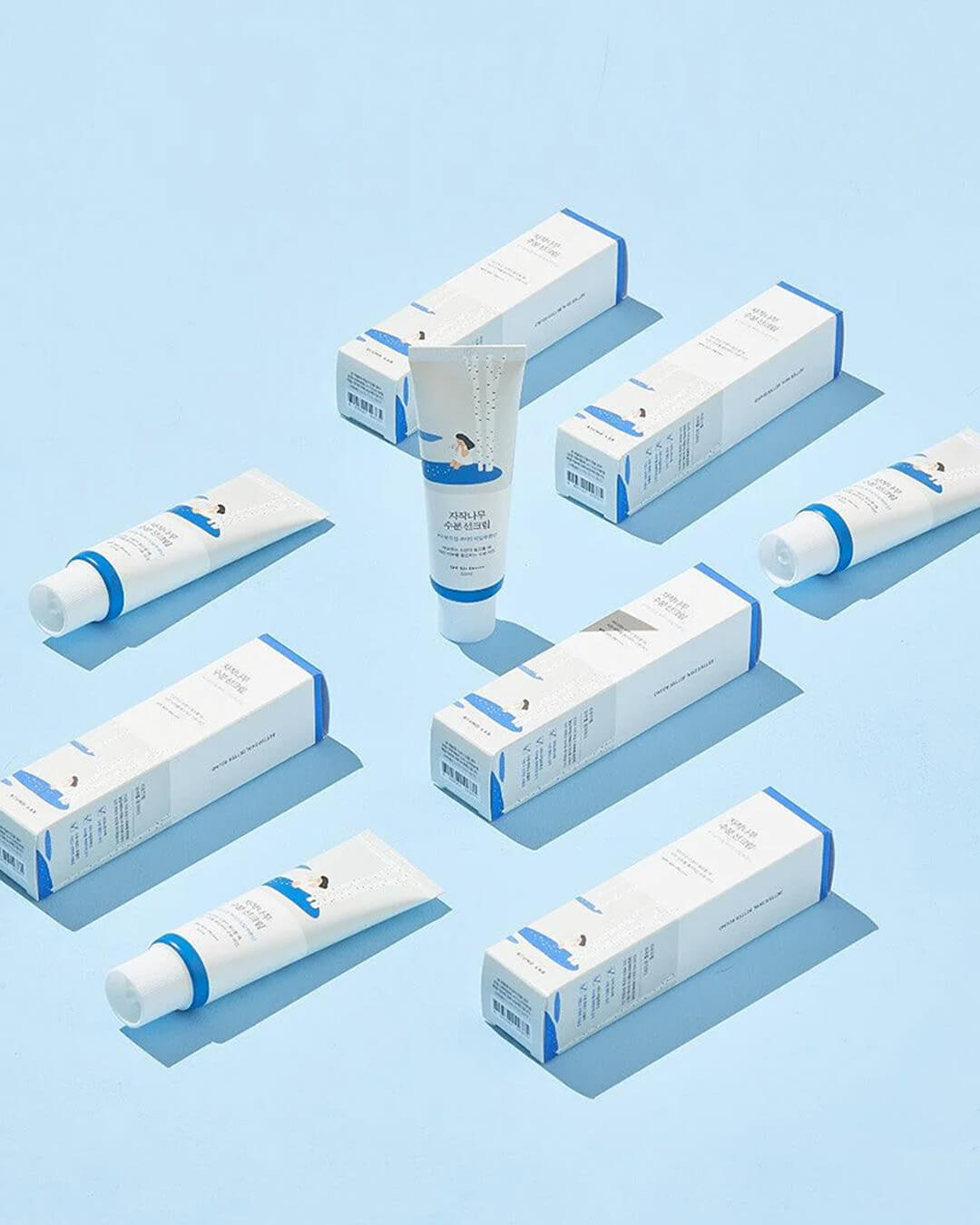 Group photo of Round Lab Birch Moisturizing Sunscreen SPF 50+ PA++++ with birch sap for UV protection