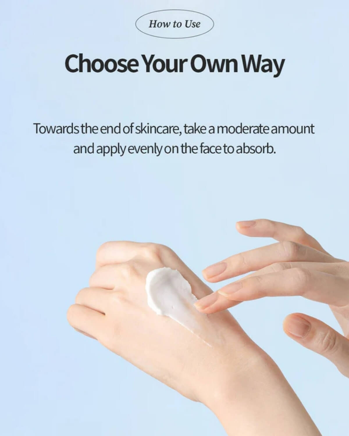 How to use guide for Tocobo Multi Ceramide Cream: apply a moderate amount evenly on the face at the end of skincare.