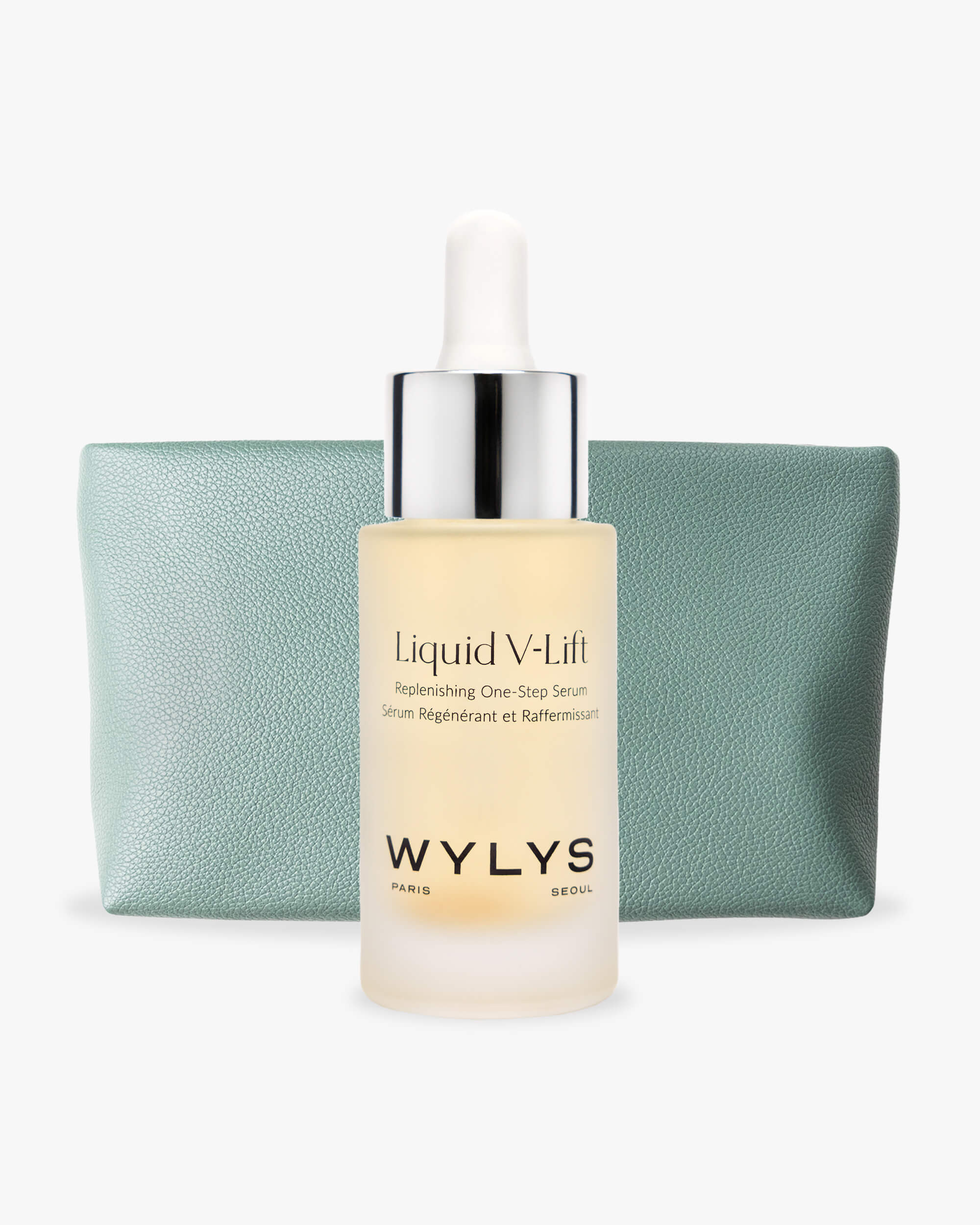 Liquid V-Lift & Sage Verte Makeup Bag. One Step Peptide Anti-aging treatment serum. Made in France. Best sellers. Luxury Vegan Cruelty-free.