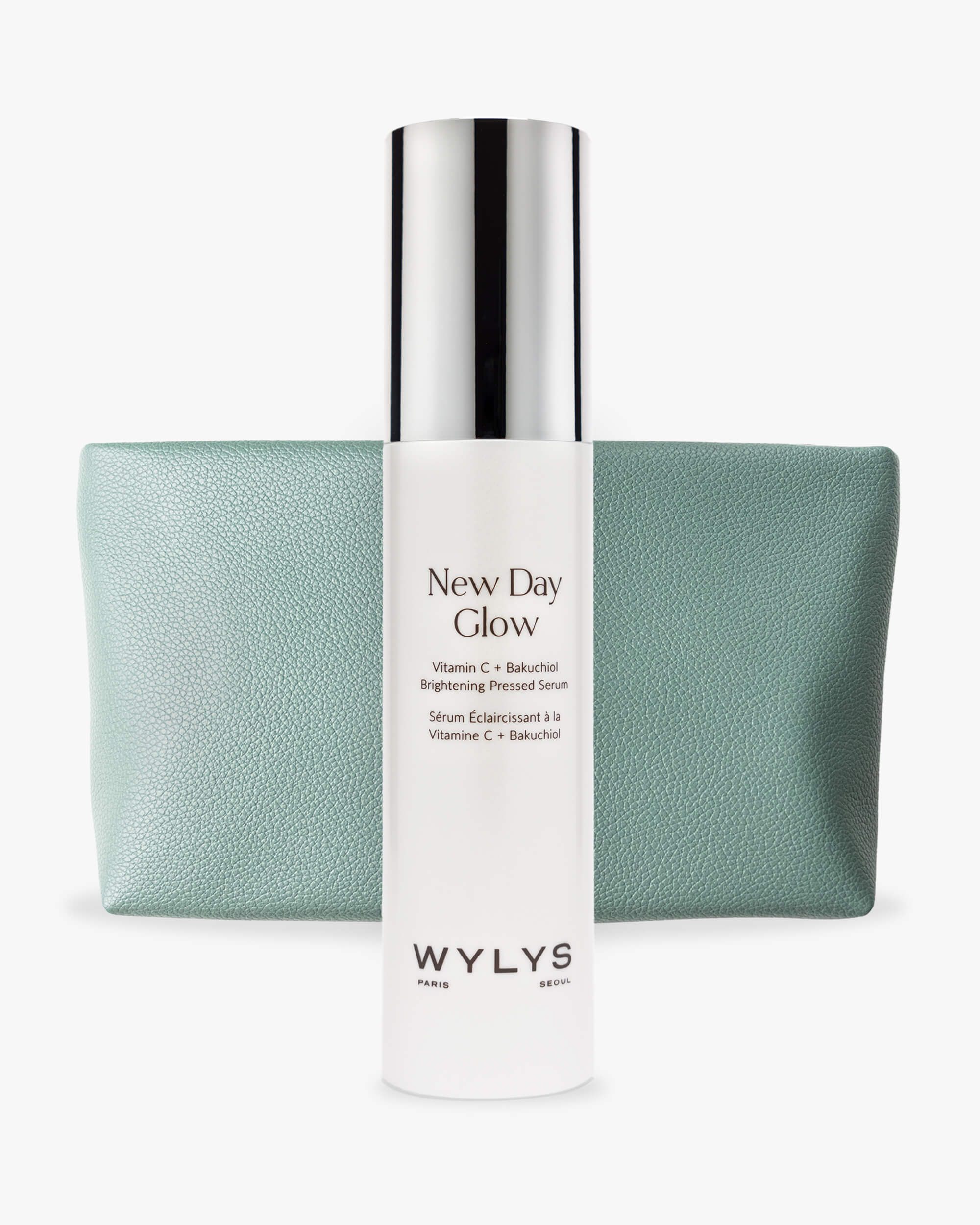 WYLYS New Day Glow + Sage Verte Makeup Bag Duo Skincare Products over white background