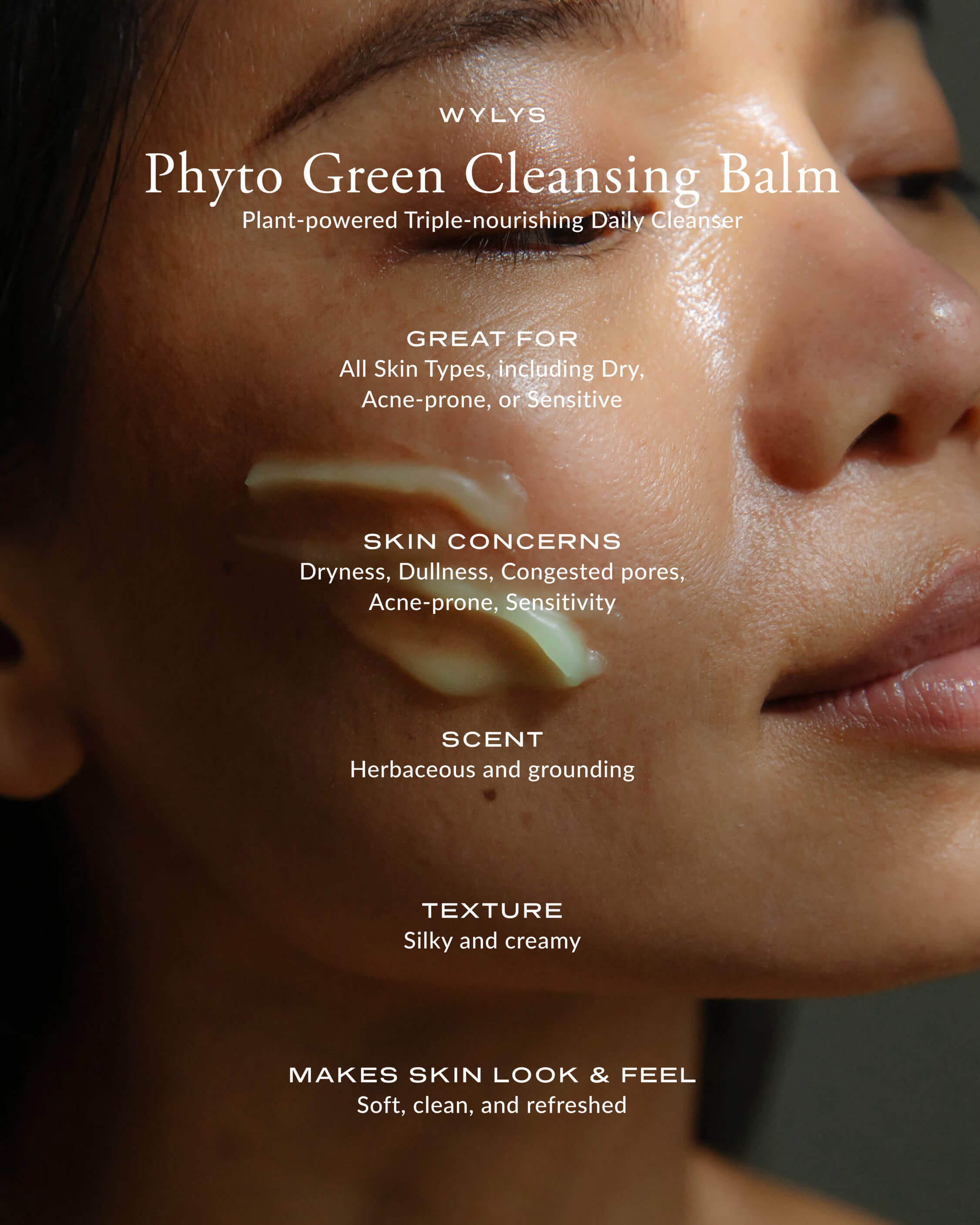 WYLYS Phyto Green Cleansing Balm – Luxurious balm-to-oil cleanser that removes makeup, SPF, and impurities while nourishing skin with botanical oils, Plant Powered Oil-based Daily Cleansing Balm All Natural Fresh First Cleanser All Skin Types. Benefits over cleanser on face.