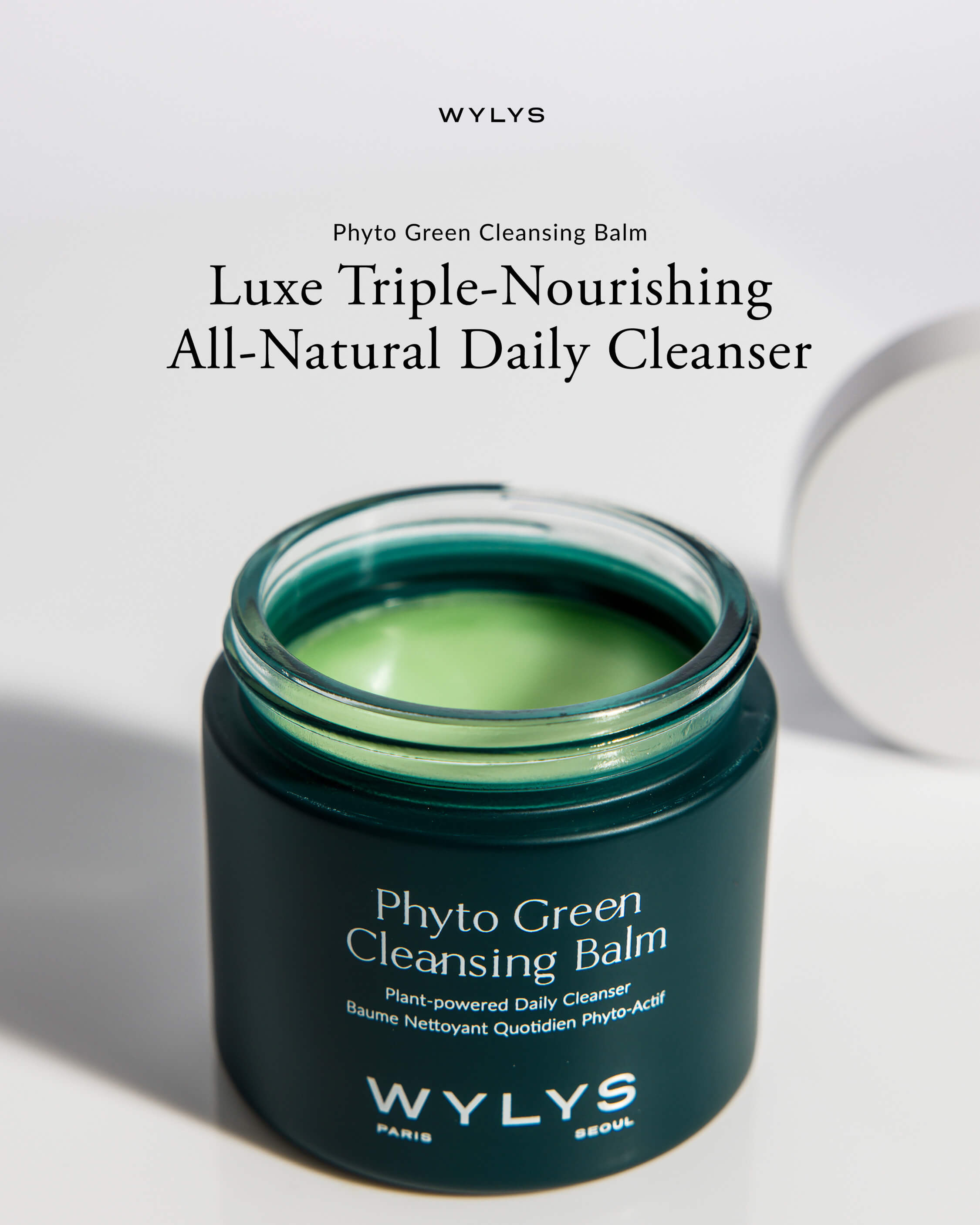 WYLYS Phyto Green Cleansing Balm – Luxurious balm-to-oil cleanser that removes makeup, SPF, and impurities while nourishing skin with botanical oils, Plant Powered Oil-based Daily Cleansing Balm All Natural Fresh First Cleanser All Skin Types