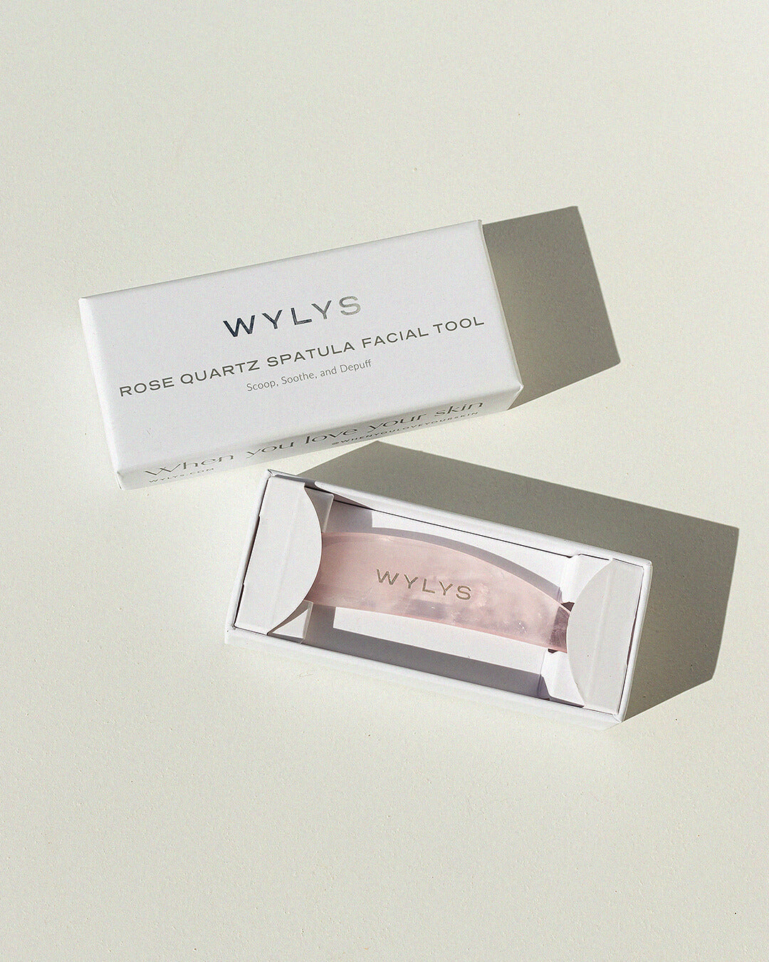 WYLYS Rose Quartz Spatula Facial Tool to Scoop, Soothe, and Depuff 100% Natural Stone. Gift friendly Box.