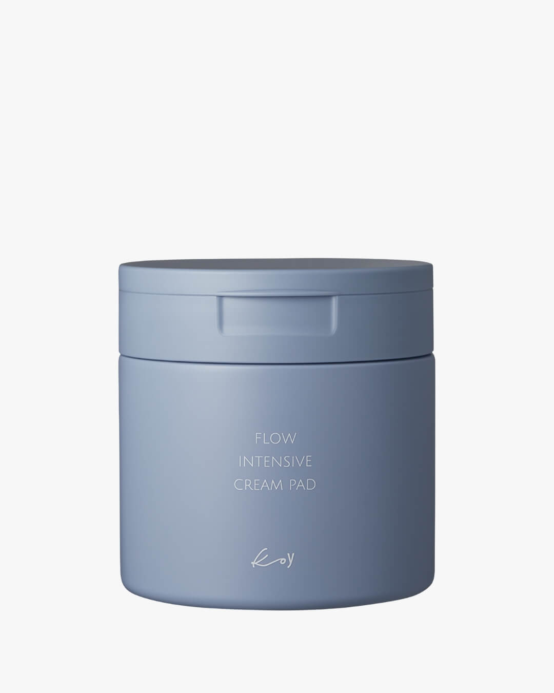 Blue jar of koy Flow Intensive Cream Pad, a hydrating Korean skincare facial toner pad.