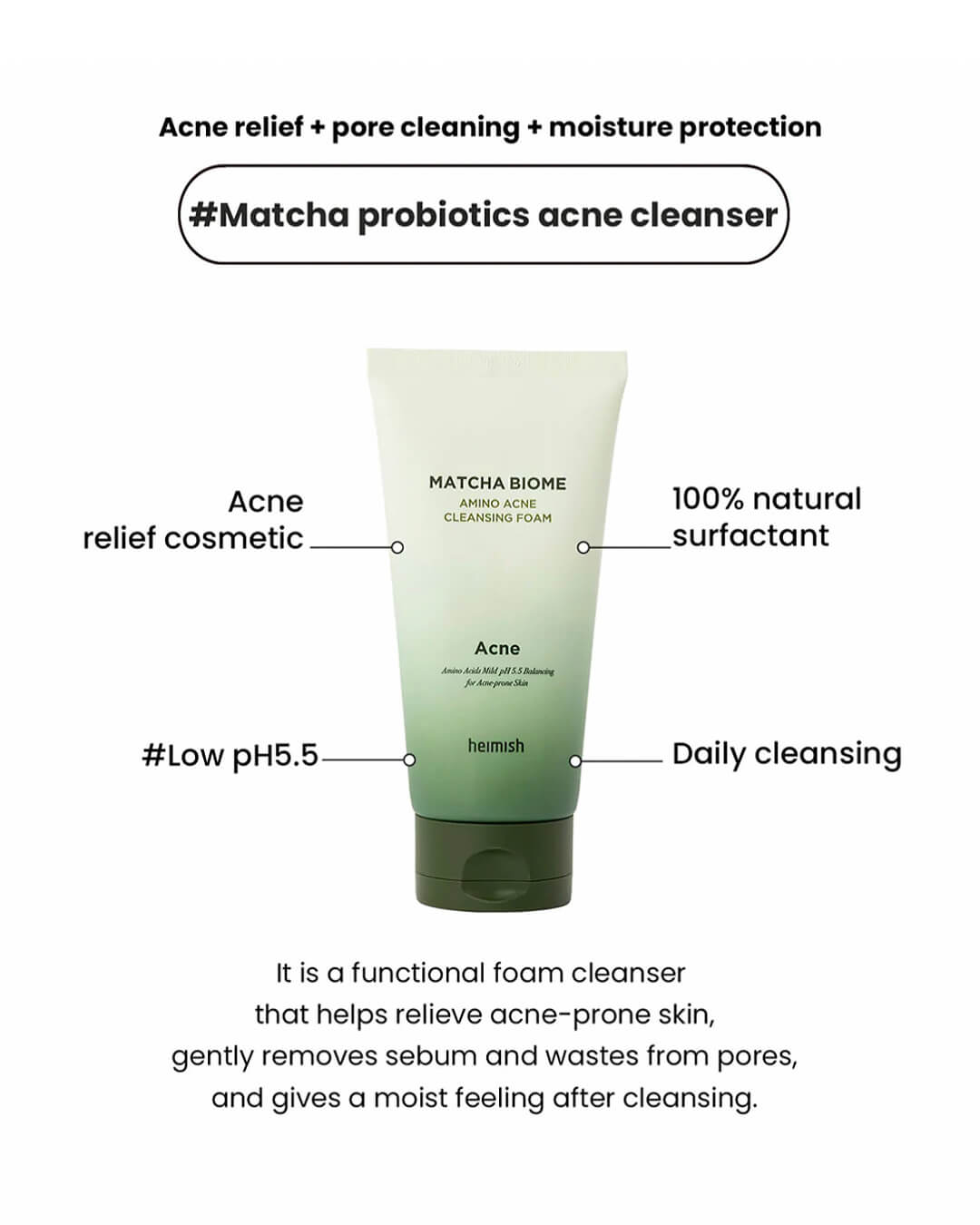 Heimish Matcha Biome Amino Acne Cleansing Foam Ohlolly Korean Skincare Cleanser