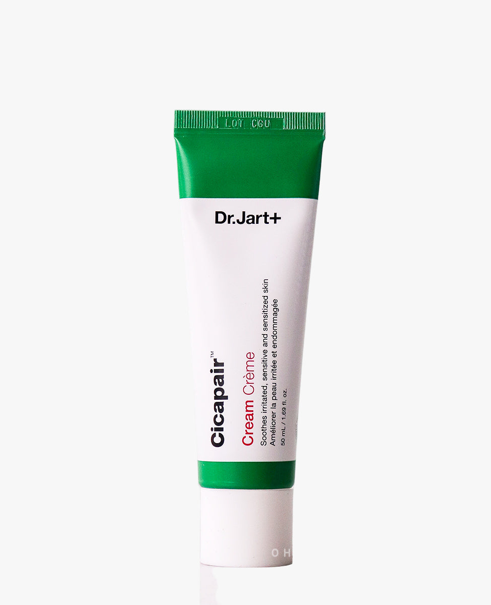 Dr. Jart+ Cicapair™ Cream 50mL tube, a Korean moisturizer that soothes irritated, sensitive skin. Cica-infused face cream.