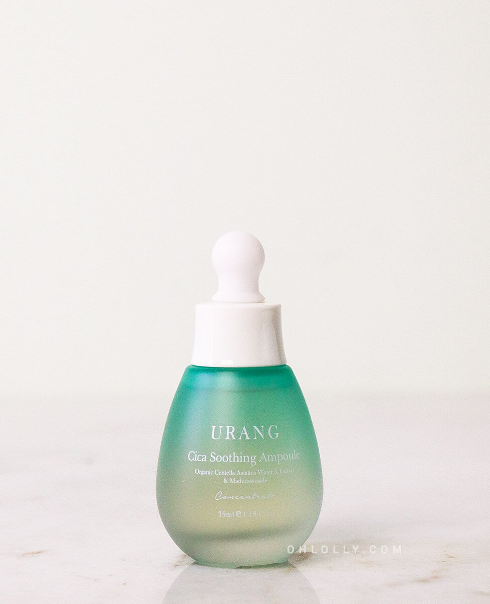 Urang Cica Soothing Ampoule bottle with a dropper, a repairing treatment that soothes and strengthens sensitive, delicate skin.