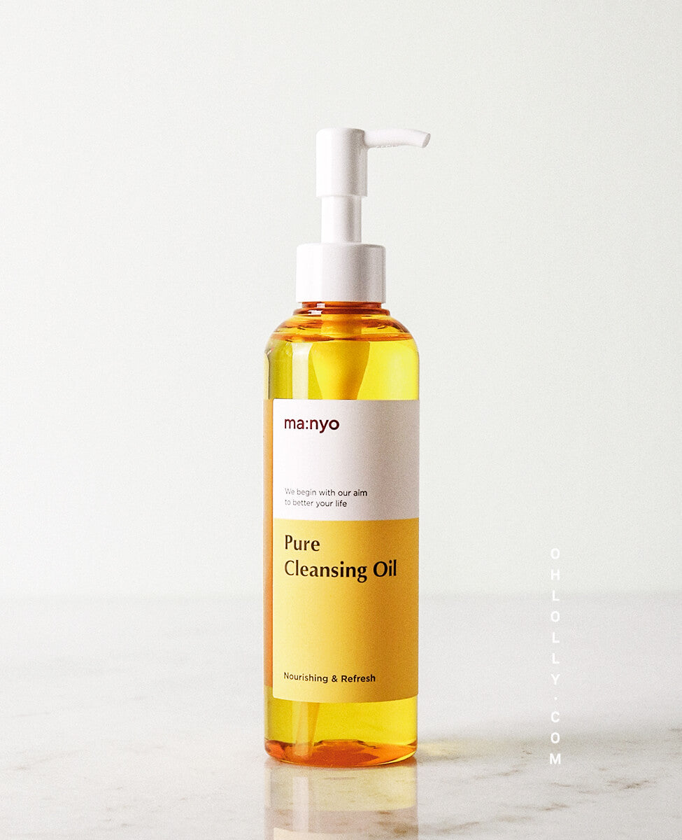 ma:nyo Pure Cleansing Oil_Clarifying Oil Cleanser_ohlolly hero image, tabletop