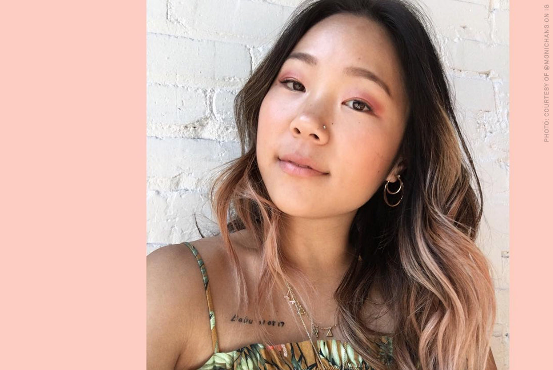  Monica Chang (@monichang), creative and editor at FabFitFun, posing for a beauty and skincare interview feature.