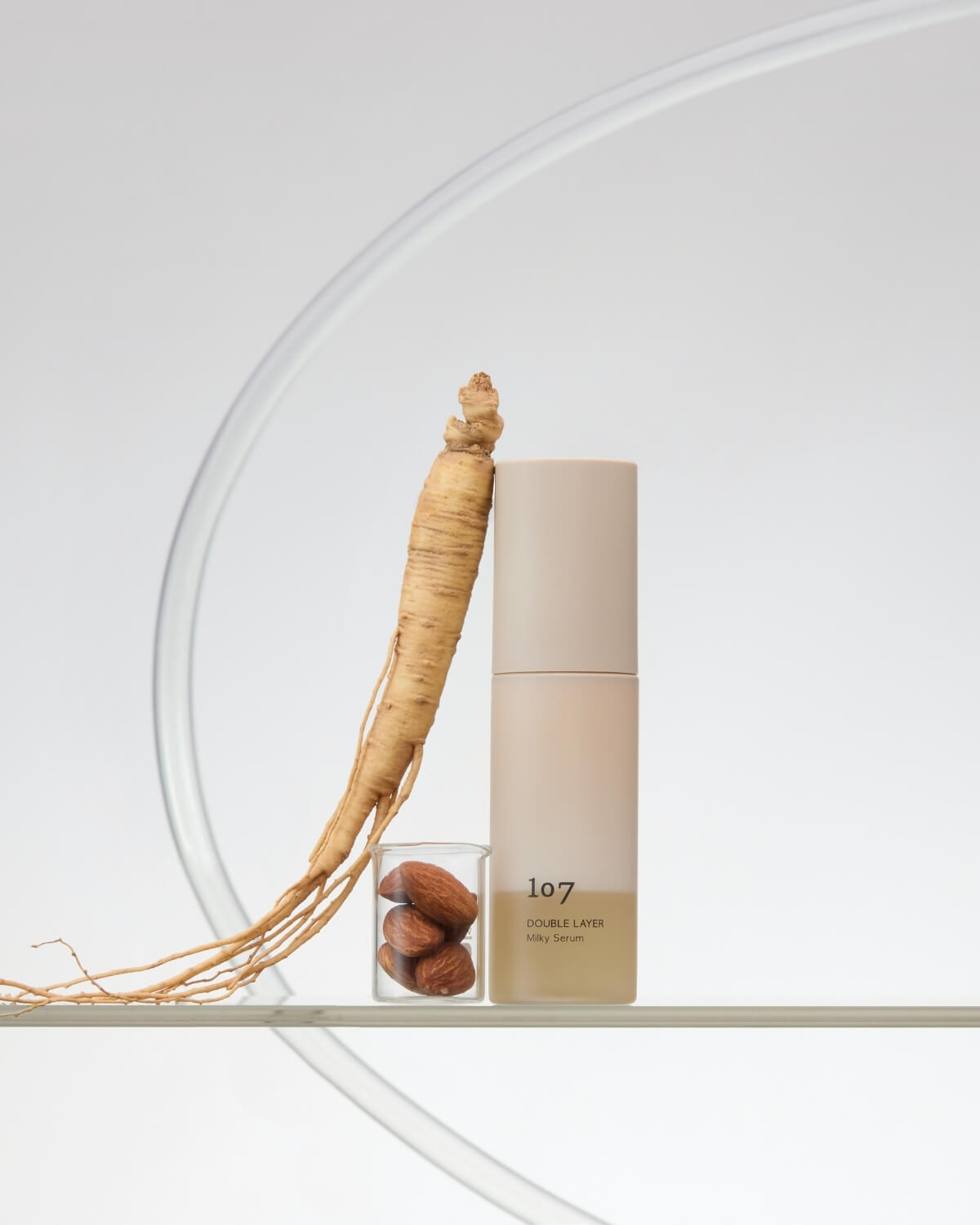 107 Double Layer Milky Serum with Panax ginseng root and almonds.