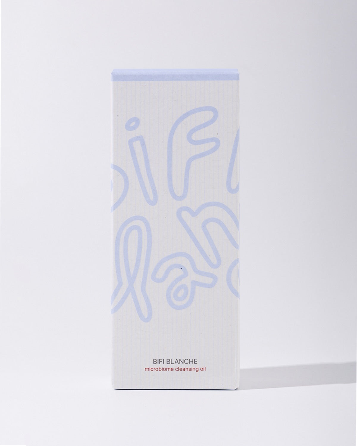 Minimalist white packaging box for Bifi Blanche Microbiome Cleansing Oil.