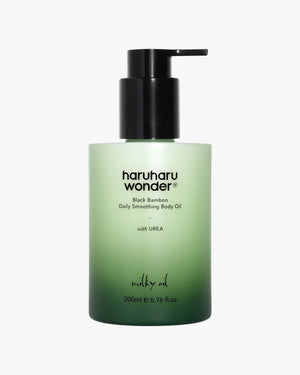 Full shot of haruharu wonder Black Bamboo Daily Smoothing Body Oil with Urea. Vegan milky oil for body.