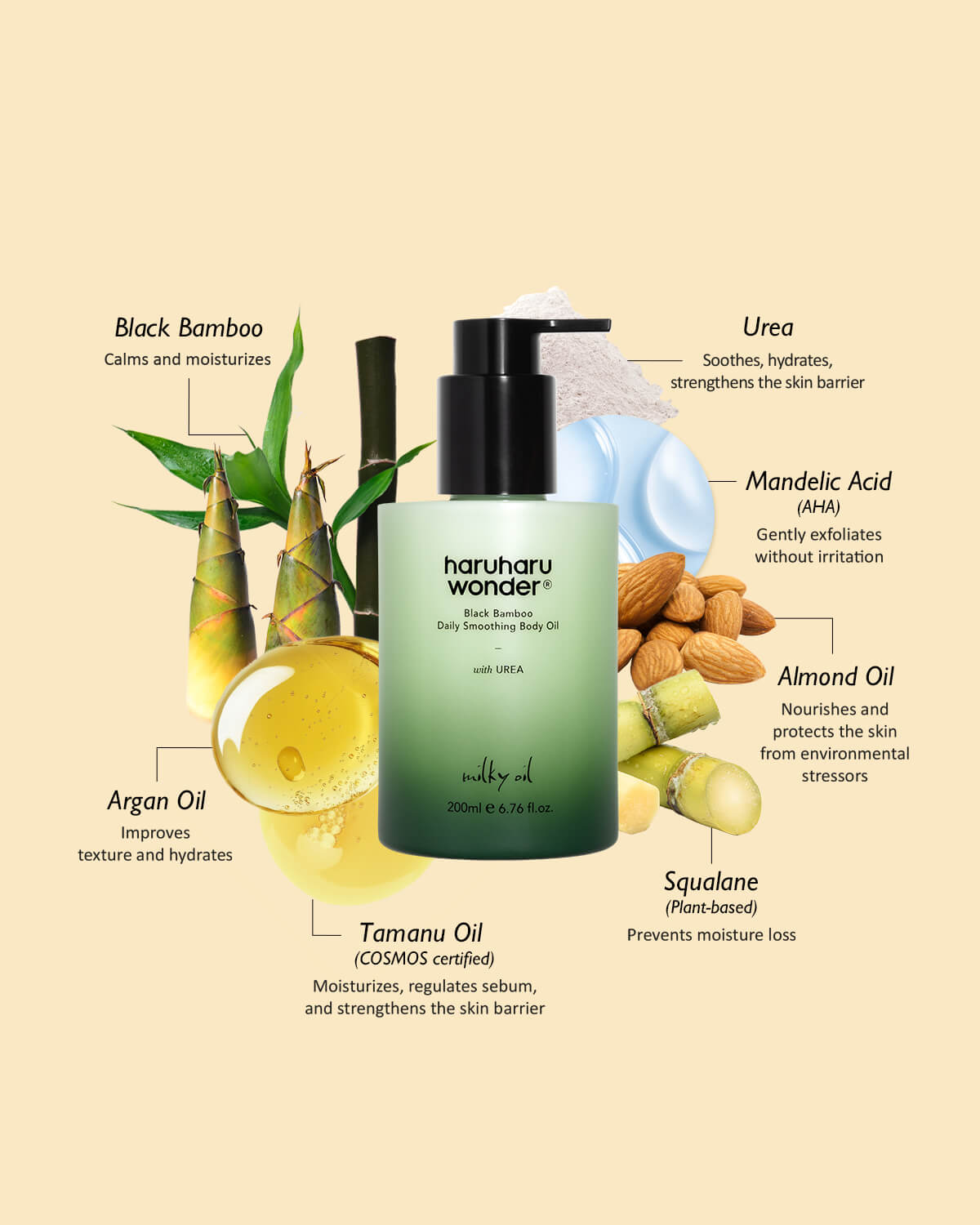 haruharu wonder Black Bamboo Daily Smoothing Body Oil_Hydrating and Exfoliating Body Oil for Smoother Skin