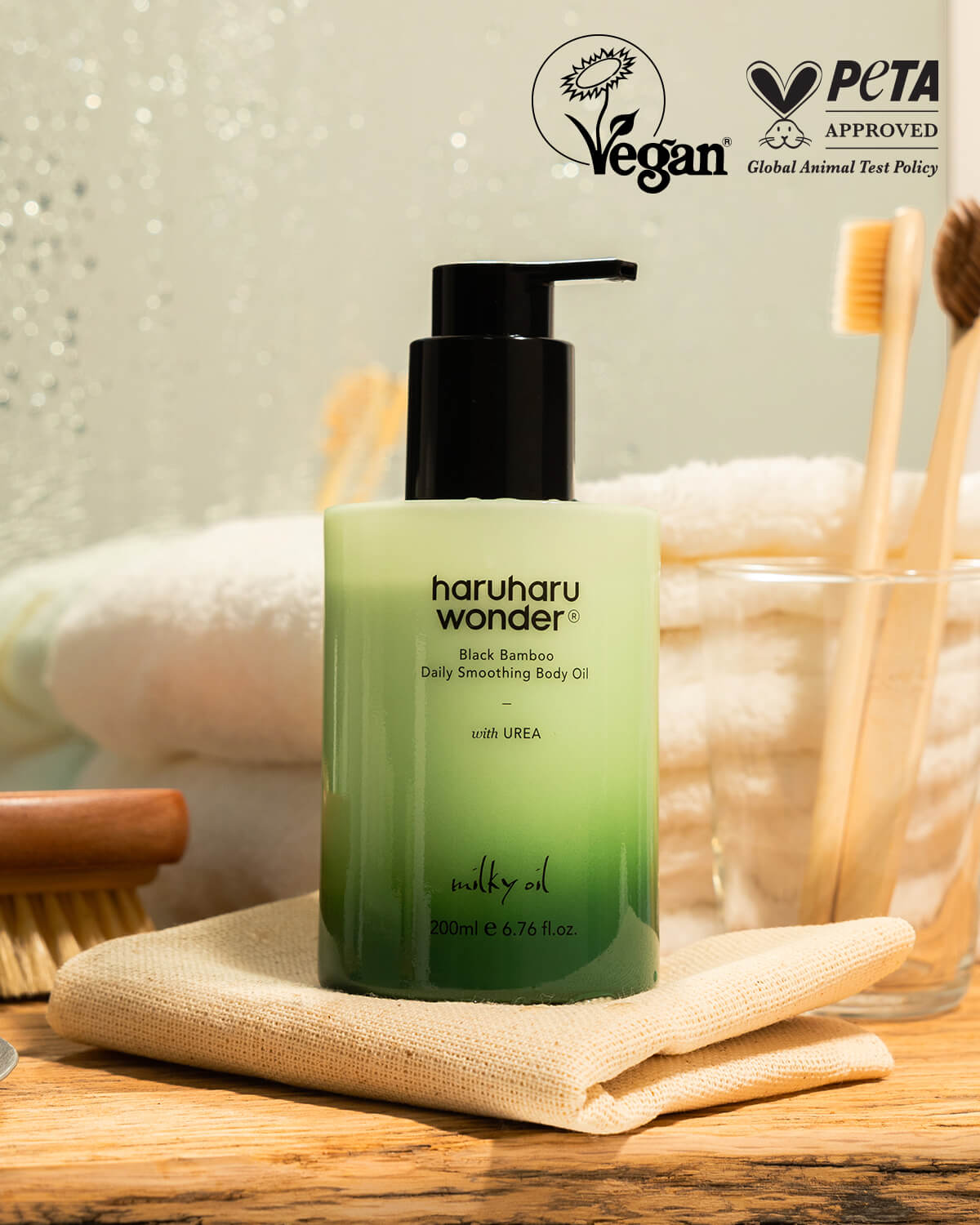 haruharu wonder Black Bamboo Daily Smoothing Body Oil_Hydrating and Exfoliating Body Oil for Smoother Skin