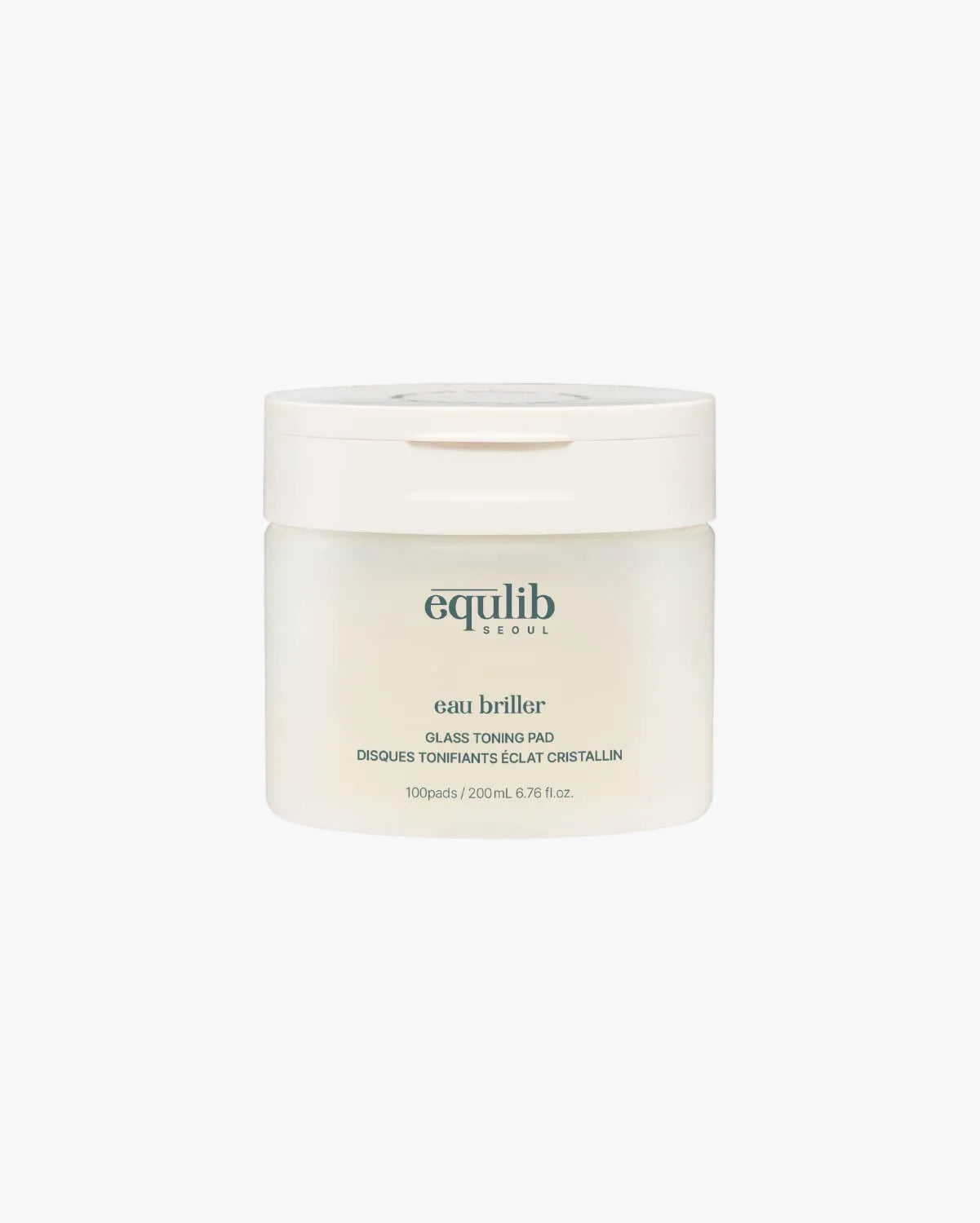 Equilib Seoul Eau Briller Glass Toning Pad container, 100 count, 200ml. K-beauty exfoliating toner pads.