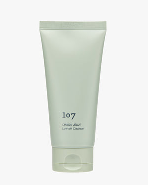 Studio shot of the 107 Chaga Jelly Low pH Cleanser tube. K-Beauty face wash for all skin types.