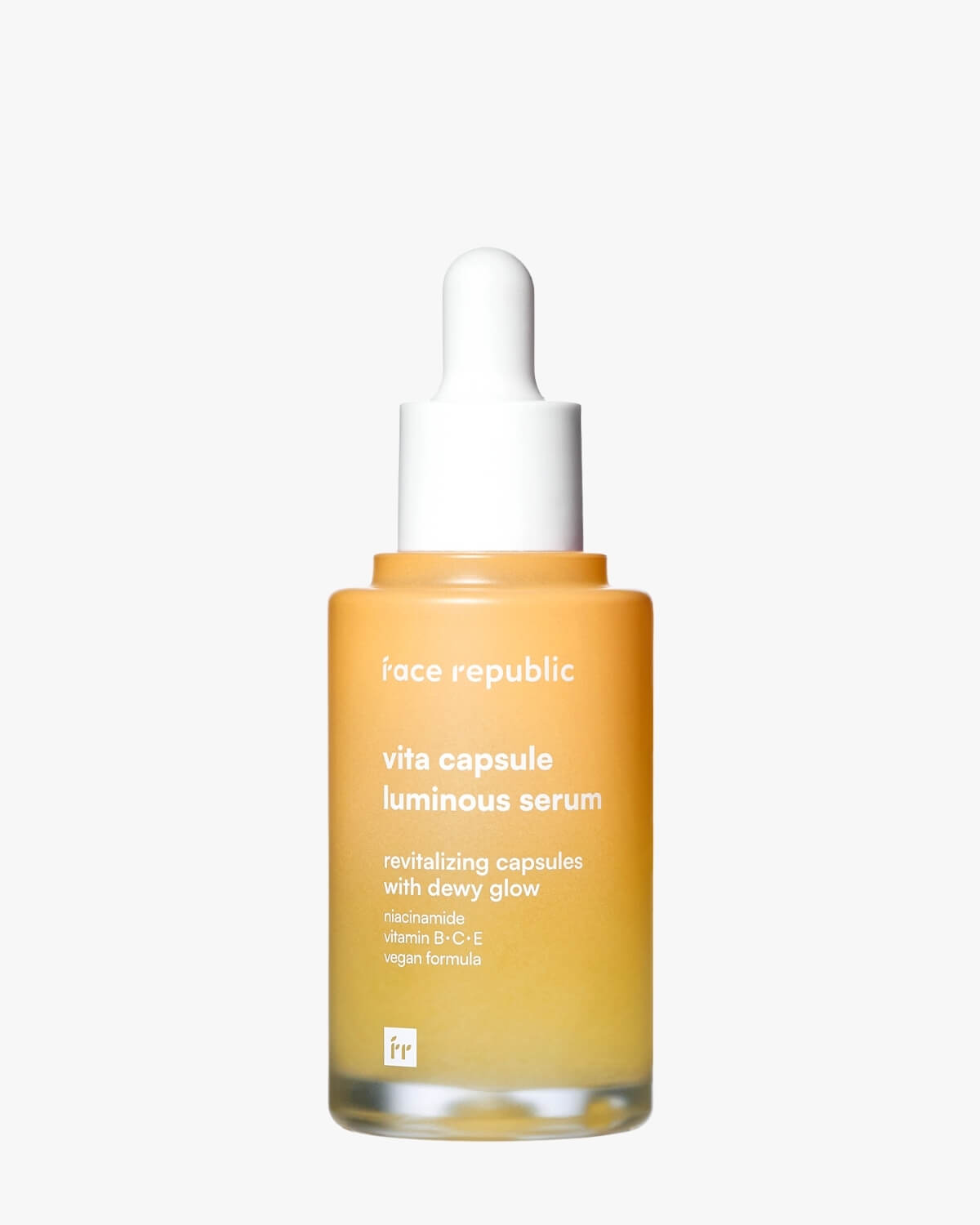 Product shot of Face Republic Vita Capsule Luminous Serum bottle with dropper.