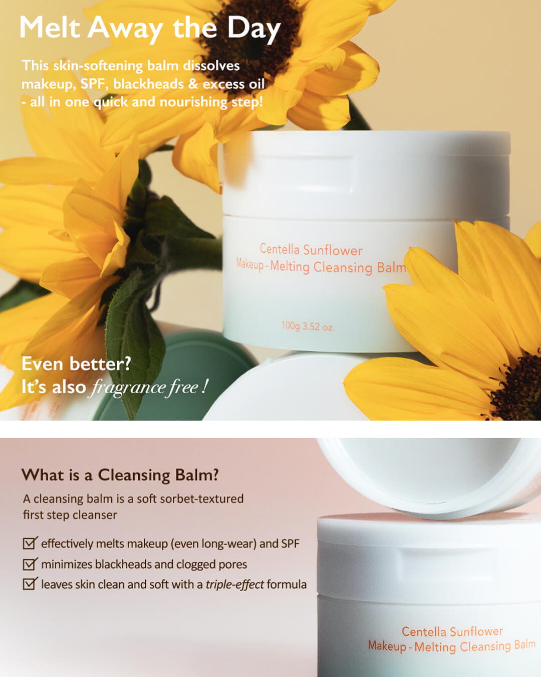 Ohlolly K-Beauty Skincare Haruharu Wonder Centella Sunflower Makeup Melting Cleansing Balm