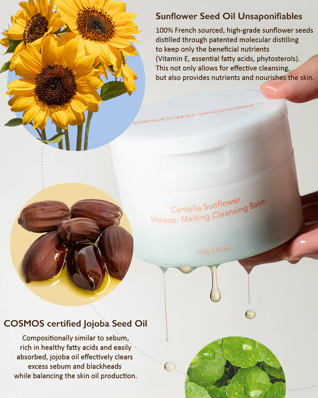 Ohlolly K-Beauty Skincare Haruharu Wonder Centella Sunflower Makeup Melting Cleansing Balm