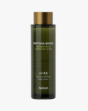 Heimish Matcha Biome Redness Relief Hydrating Toner. pH 5.5 watery essence for calming and sensitive skin.