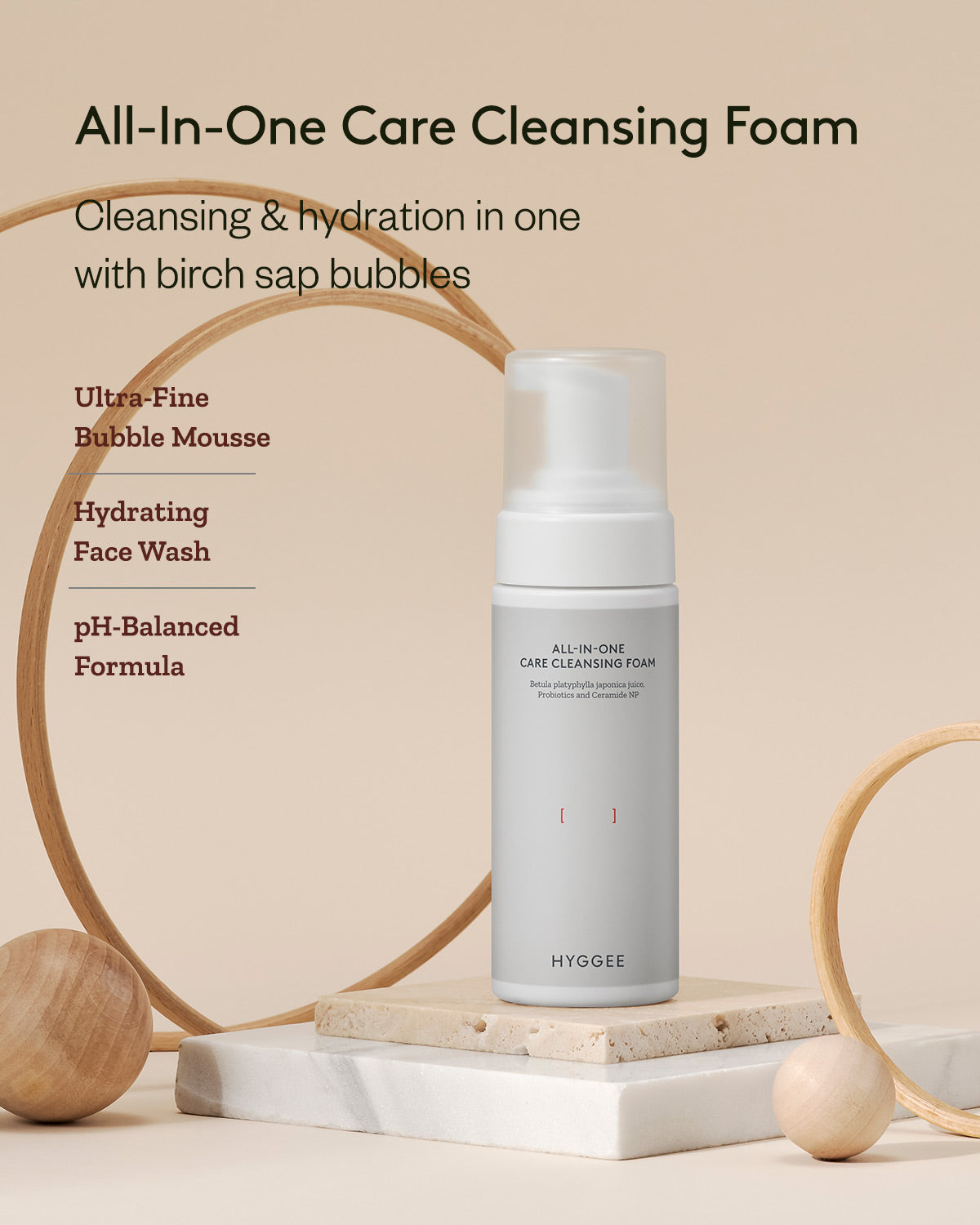 Hyggee All-In-One Care Cleansing Foam_Gentle and Hydrating Bubble Mousse Cleanser for Balanced Skin