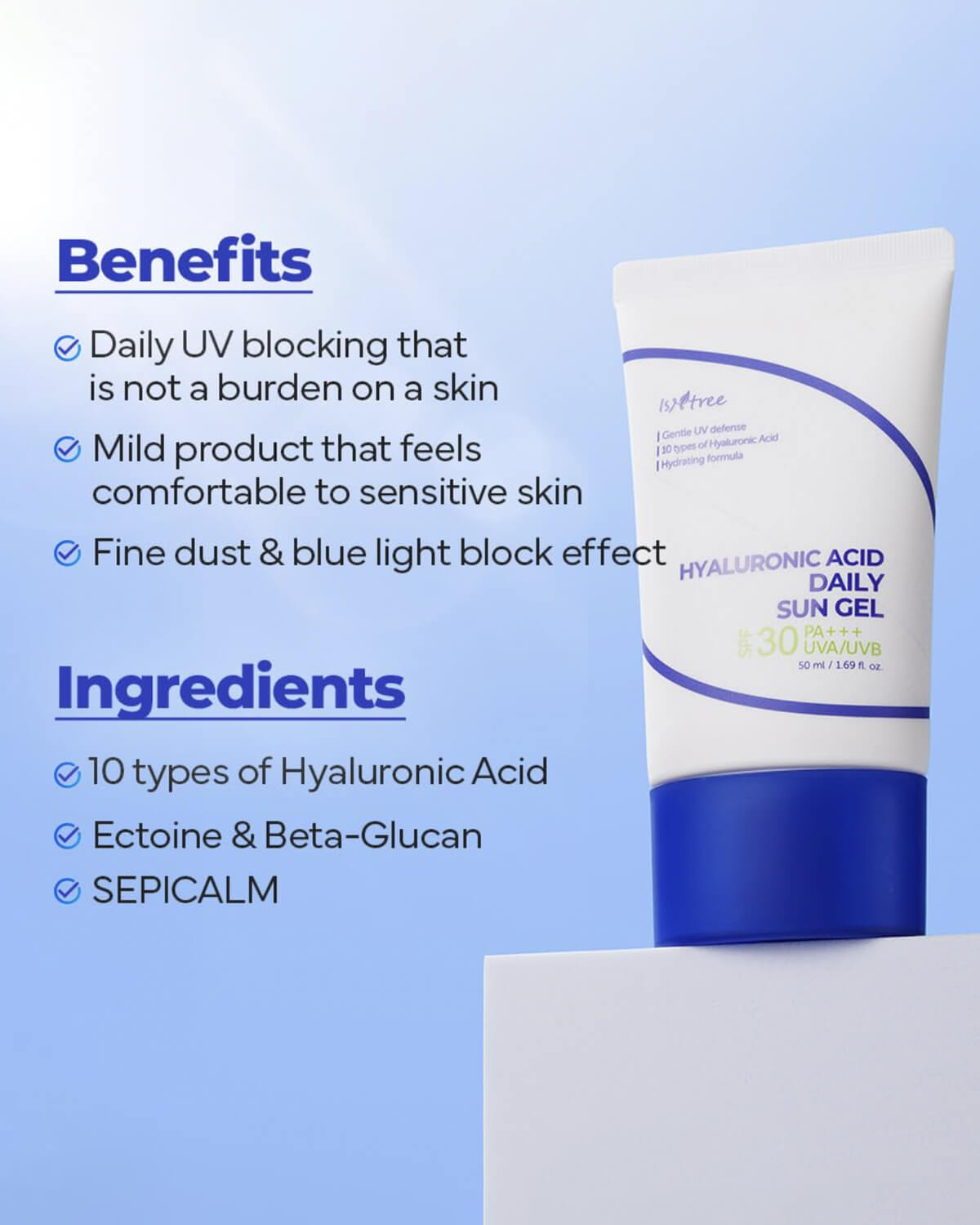 Isntree Hyaluronic Acid Daily Sun Gel_Hydrating and Soothing Complete Daily Sunscreen