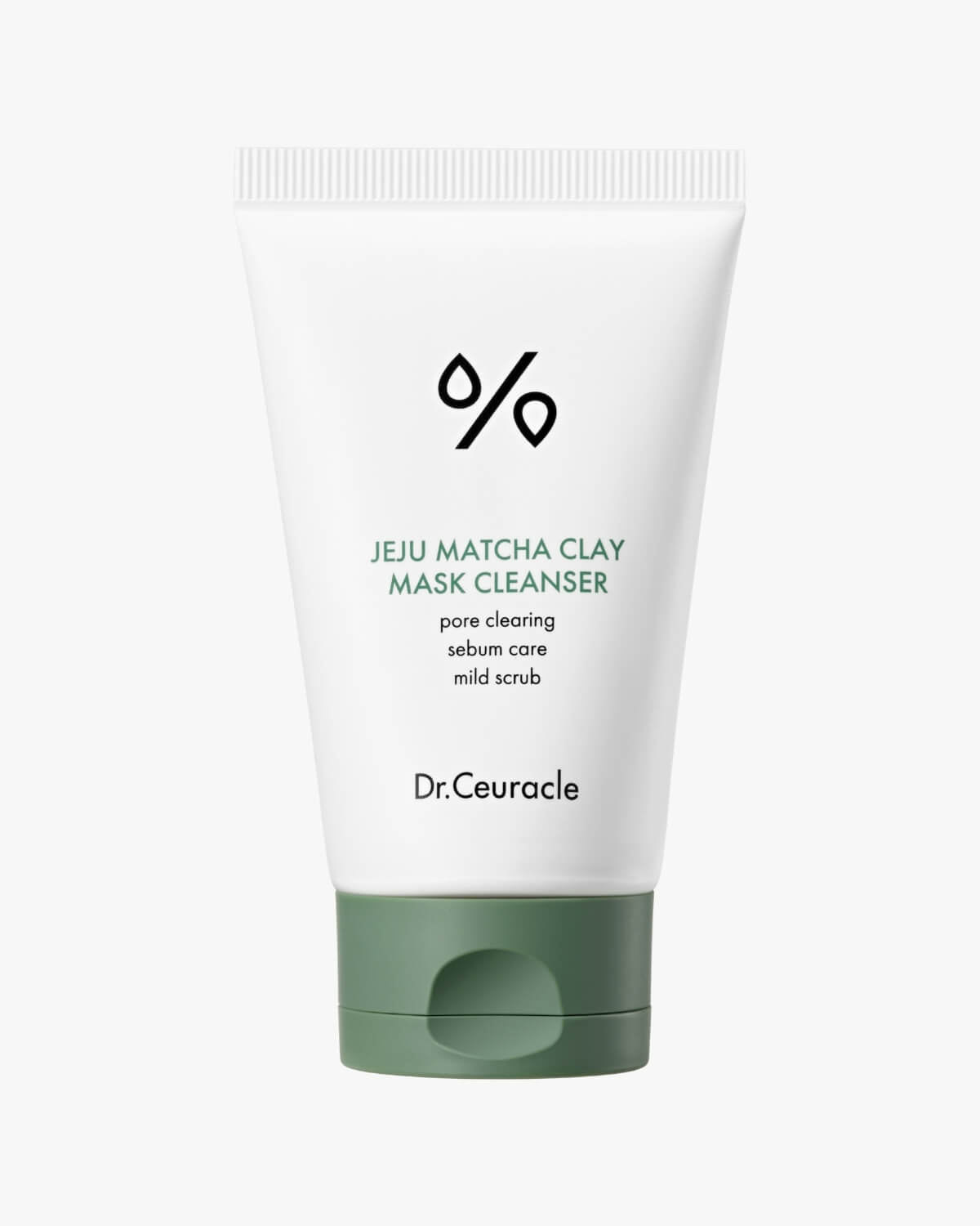 Front view of Dr. Ceuracle Jeju Matcha Clay Mask Cleanser tube on a white background.