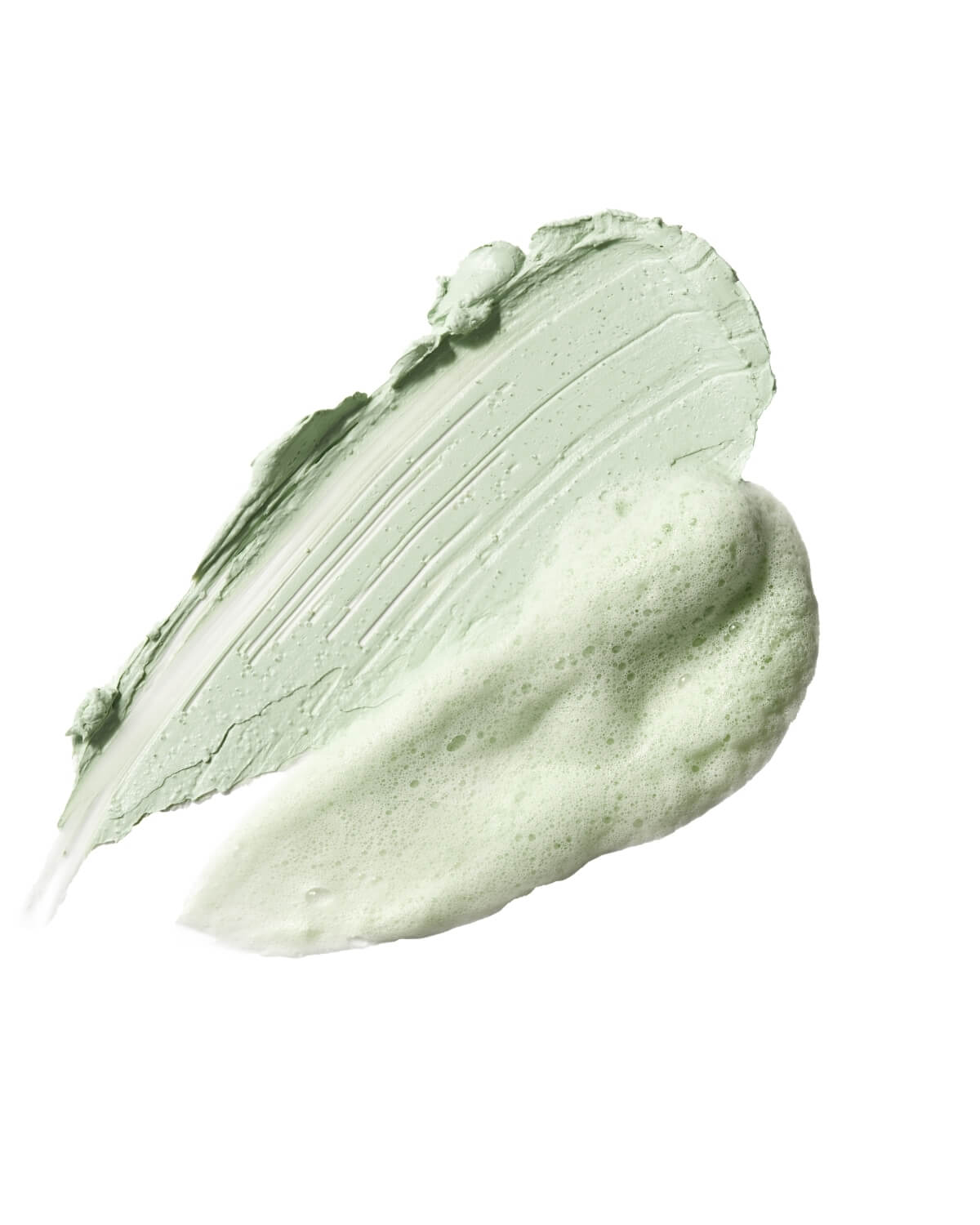 Swatch showing both clay and foamy textures of Dr. Ceuracle Jeju Matcha Clay Mask Cleanser.
