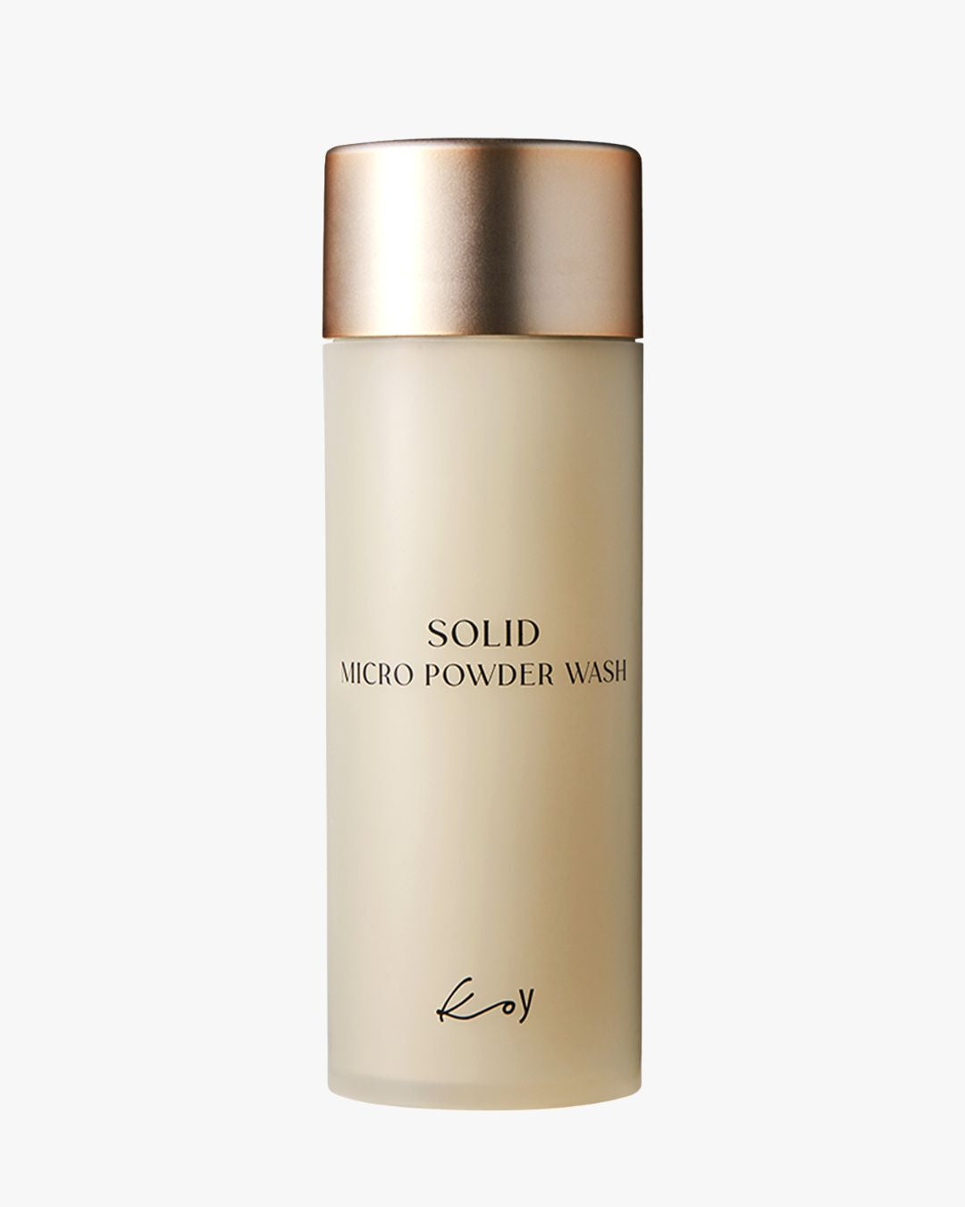 Koy Solid Micro Powder Wash cleanser bottle with a gold cap isolated on a clean white background.