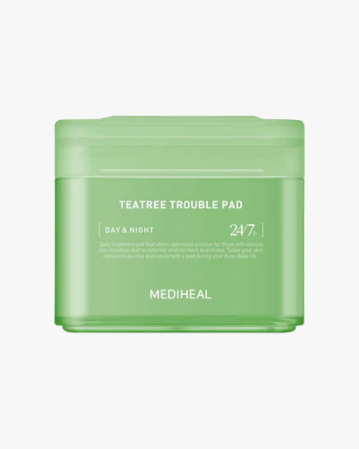 Mediheal Tea Tree Trouble Pad_Daily Toner + Treatment Mask Pad, hero image on a white background