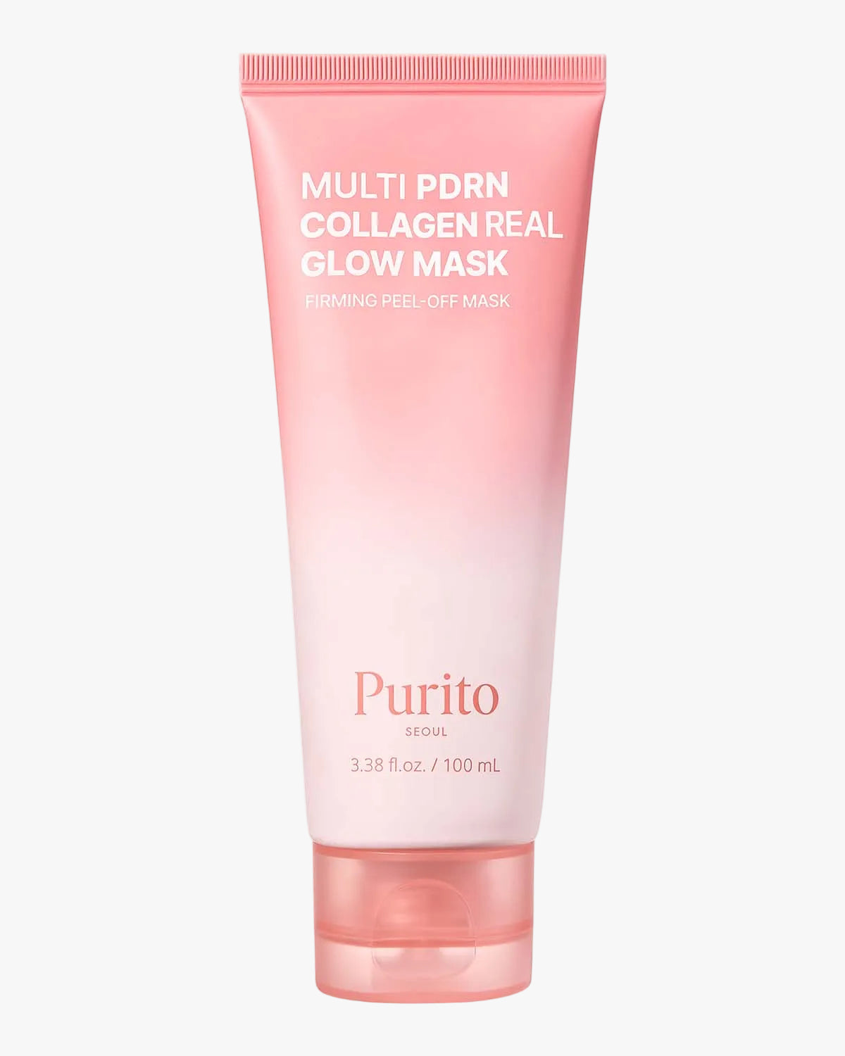 Purito Multi PDRN Collagen Real Glow Mask tube in soft pink and white gradient.