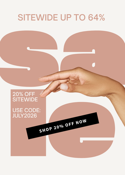 Promotional graphic with hand reaching for text overlay on a beige background
