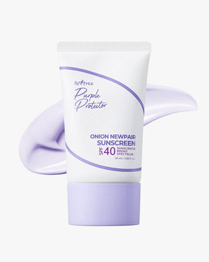 Isntree Purple Protector Onion Newpair Sunscreen SPF 40 Broad Spectrum, 50ml. Physical product image with a lavender/purple tint.