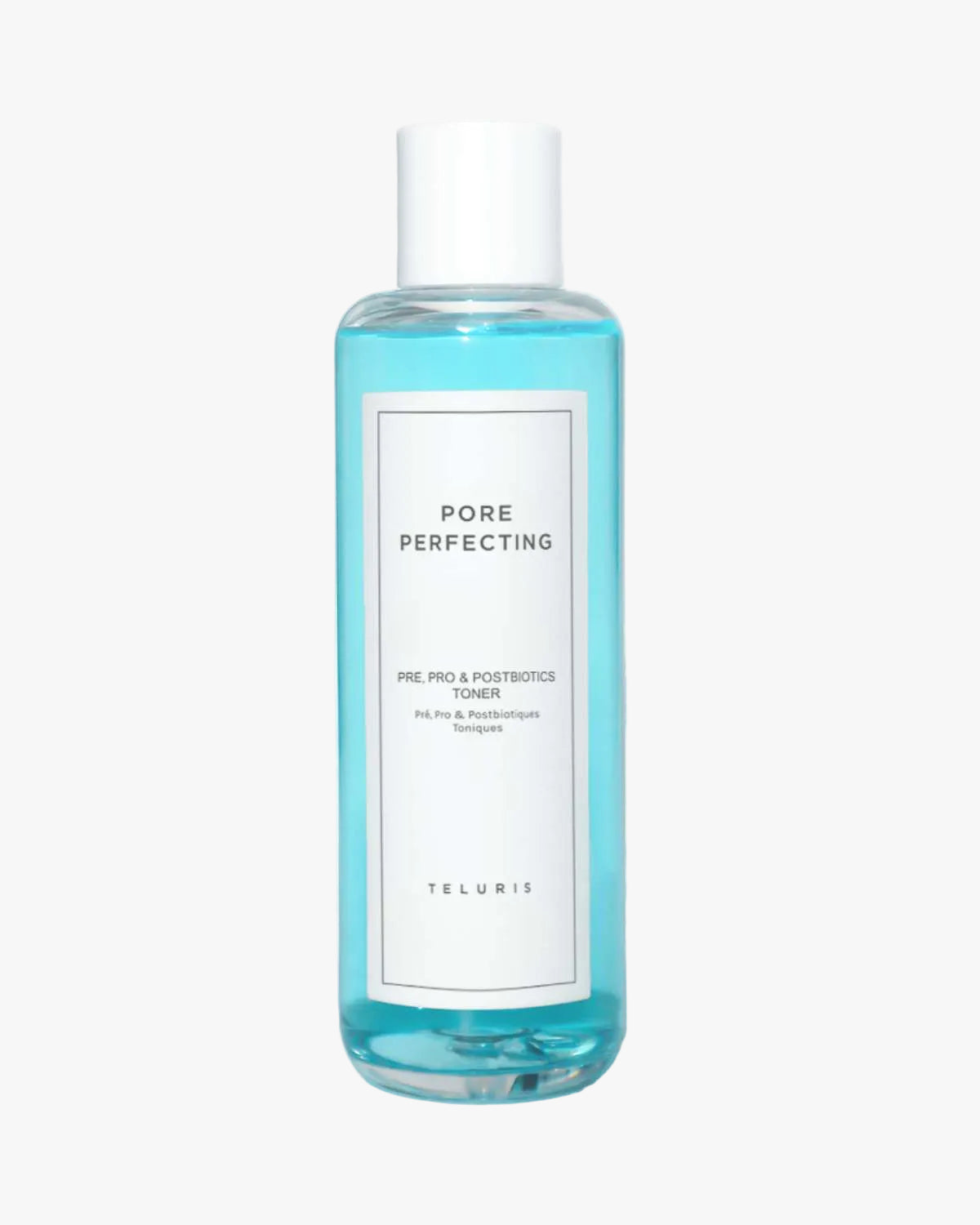 Teluris Pore Perfecting Toner bottle with Pre Pro and Postbiotics for all skin types.
