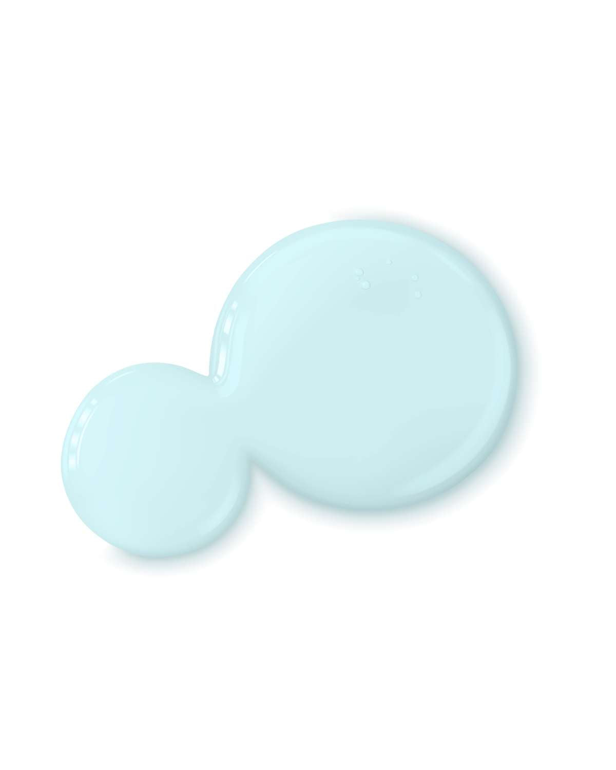 A smooth, light blue liquid swatch of the Teluris Pore Perfecting Toner on a white background.