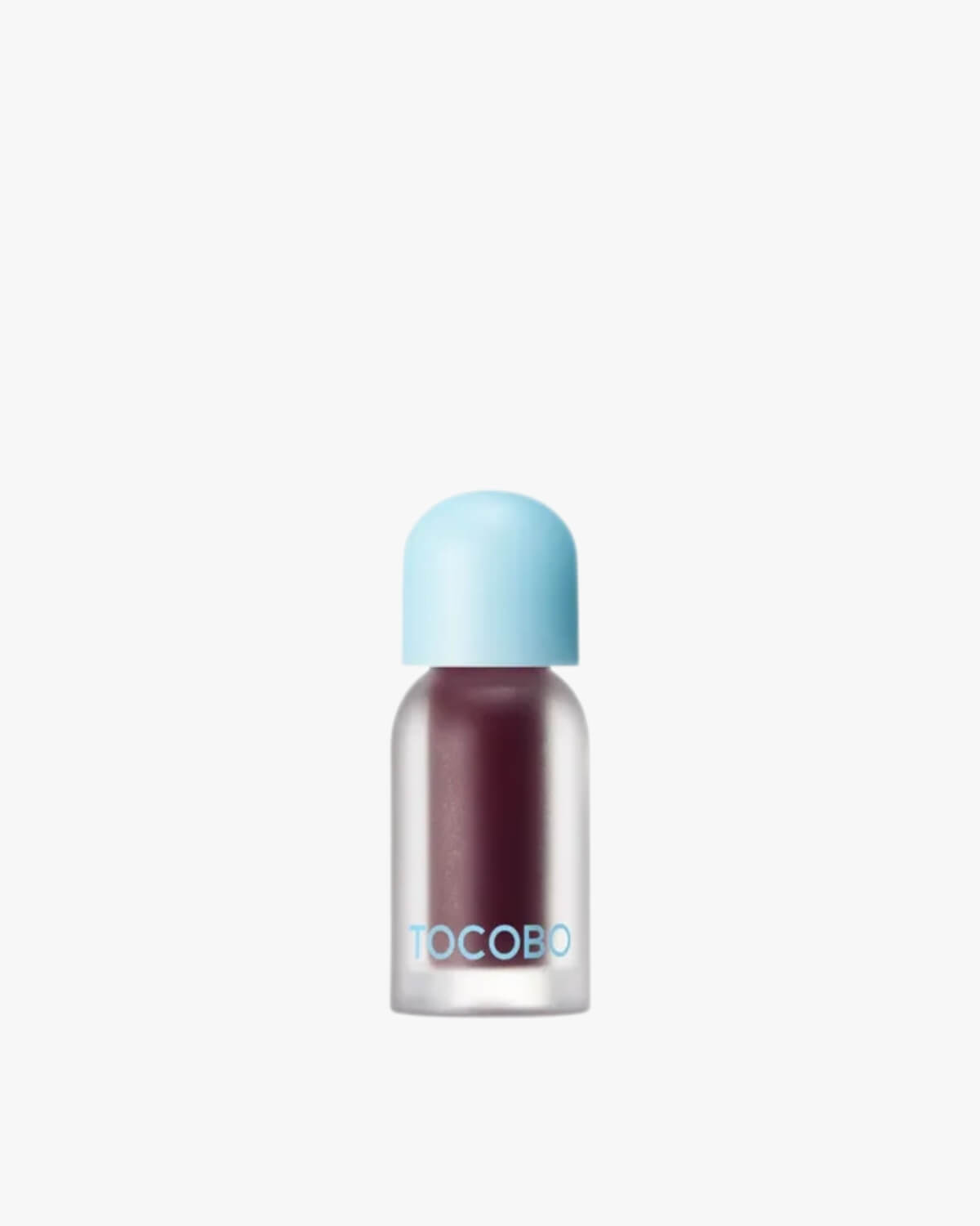 Single bottle of Tocobo Juicy Berry Plumping Lip Oil in the deep purple shade 03 Black Cherry.