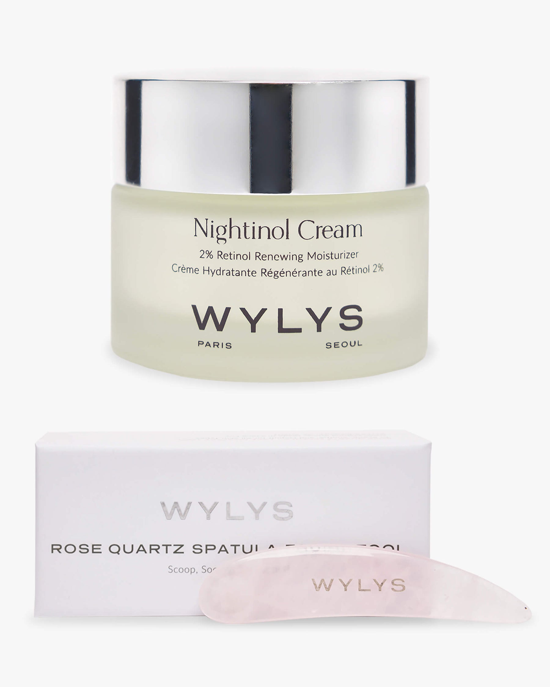 WYLYS The NIghtly Nourish Set  Nightinol Cream with Rose Quartz Spatula Facial Tool