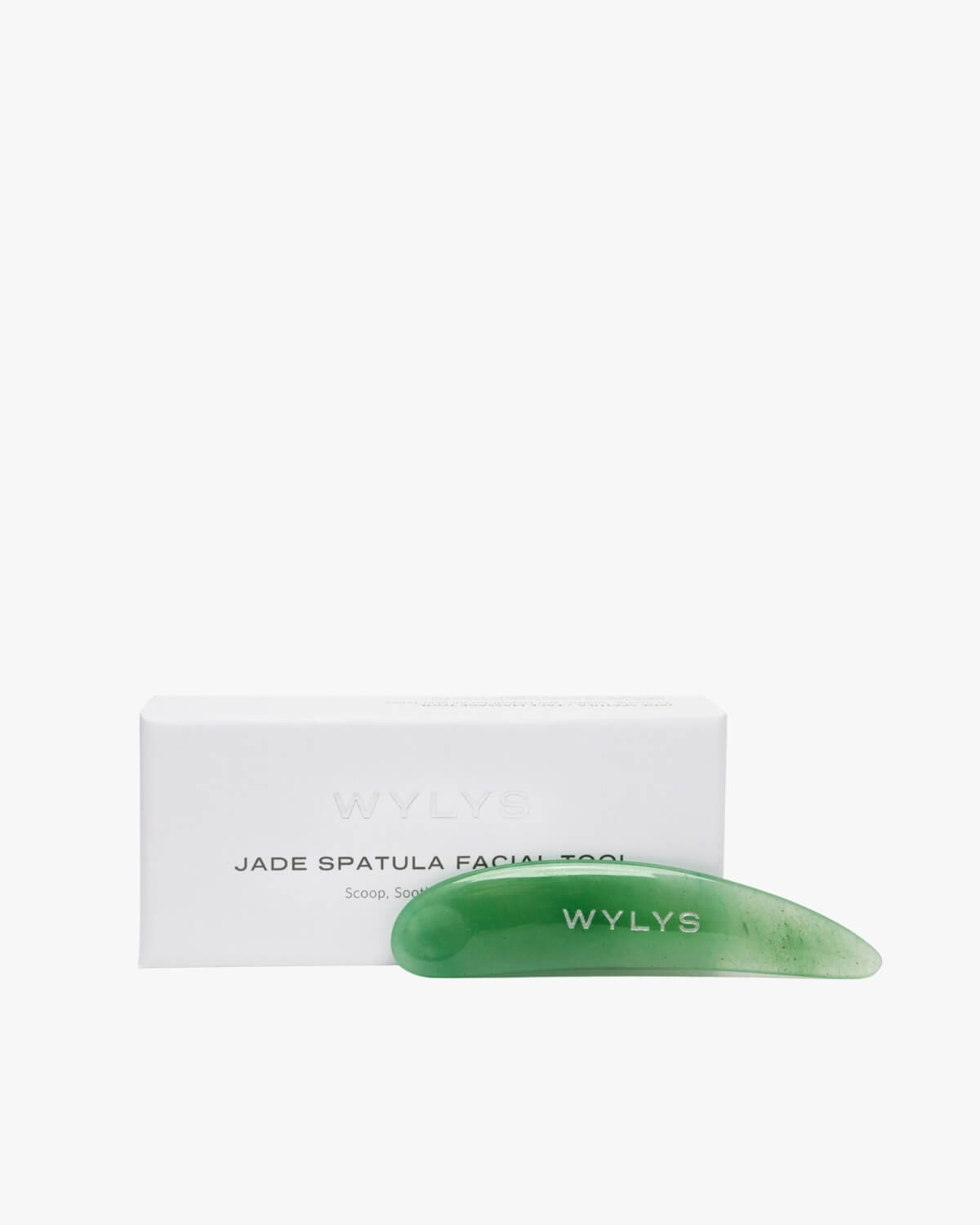 WYLYS Jade Spatula Facial Tool with its white product box on a white background.