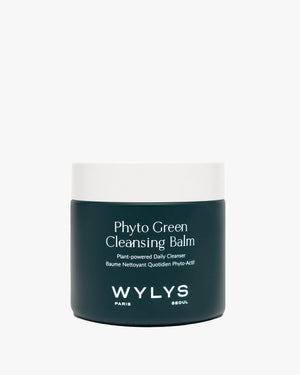 WYLYS Phyto Green Cleansing Balm plant-powered daily cleanser in a dark teal jar on a white background.