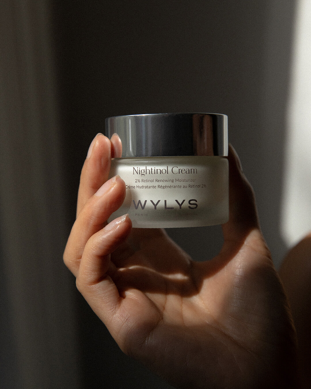 WYLYS Nightinol Cream Jar in Hand When You Love Your Skin Made in France. Luxury. Vegan. Cruelty-free.