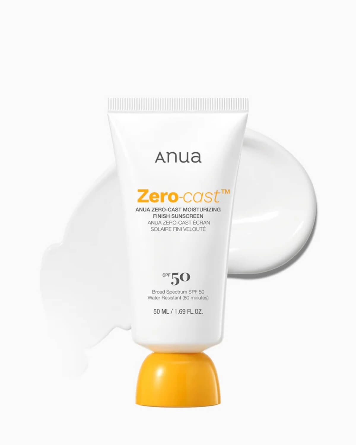 Anua Zero-cast Moisturizing Finish Sunscreen_ hero image, product on a white background